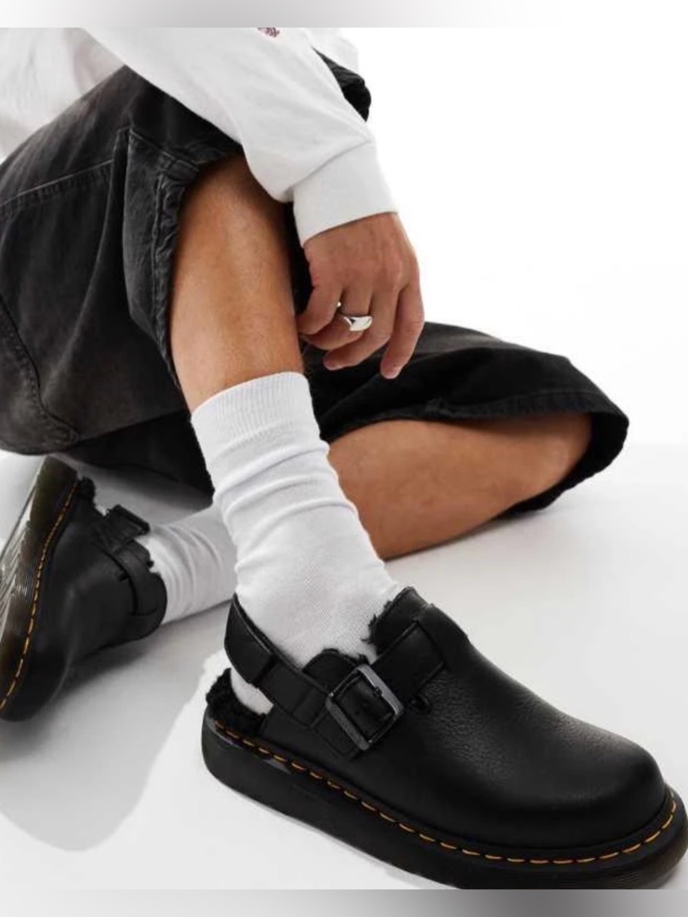 Dr Martens fur lined mules